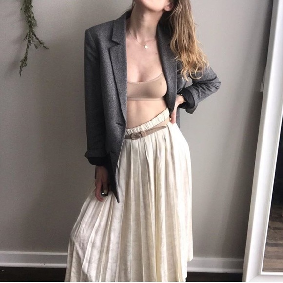 🛑SOLD🛑 VINTAGE Ivory Pleated Floral Midi Skirt - Picture 5 of 5